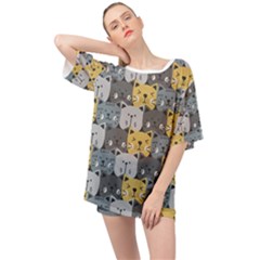 Cute Cat Pattern Oversized Chiffon Top by ExtraAwesomeSauce