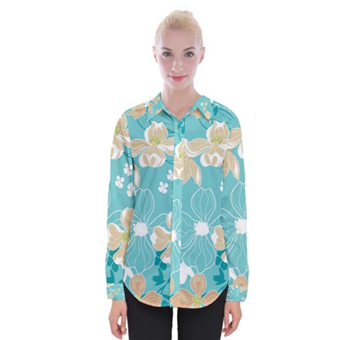 Floral Pattern Womens Long Sleeve Shirt by ExtraAwesomeSauce