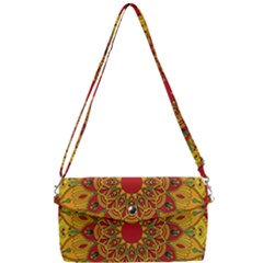 Mandela Flower Orange And Red Removable Strap Clutch Bag by ExtraAwesomeSauce