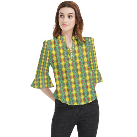 Native American Pattern Loose Horn Sleeve Chiffon Blouse by ExtraAwesomeSauce