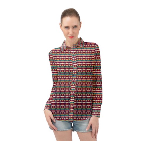 Native American Pattern Long Sleeve Chiffon Shirt by ExtraAwesomeSauce