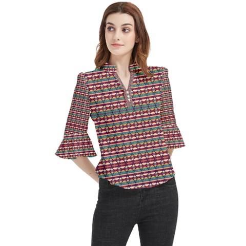 Native American Pattern Loose Horn Sleeve Chiffon Blouse by ExtraAwesomeSauce