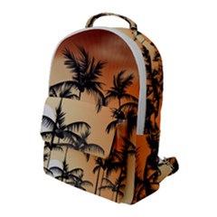 Sunset Palm Trees Beach Summer Flap Pocket Backpack (large) by ExtraAwesomeSauce