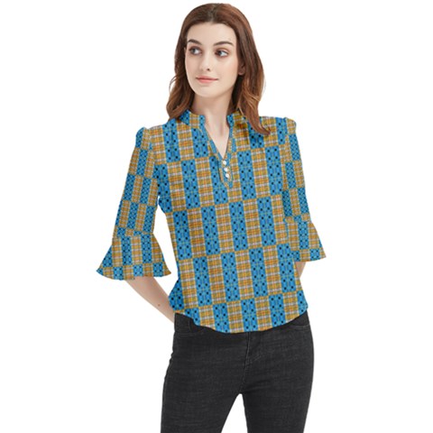 Tartan Pattern Loose Horn Sleeve Chiffon Blouse by ExtraAwesomeSauce