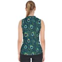 Watercolor Peacock Feather Pattern Mock Neck Shell Top View2