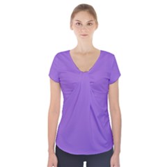 Amethyst Purple Short Sleeve Front Detail Top by FashionLane