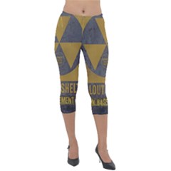 Fallout Shelter In Basement Radiation Sign Lightweight Velour Capri Leggings  by WetdryvacsLair