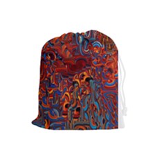 Phoenix In The Rain Abstract Pattern Drawstring Pouch (large) by CrypticFragmentsDesign