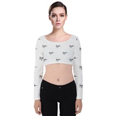 Tribal Style Symbol Drawing Print Pattern Velvet Long Sleeve Crop Top by dflcprintsclothing