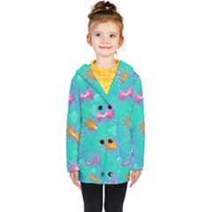 Non Seamless Pattern Blues Bright Kids  Double Breasted Button Coat by Dutashop