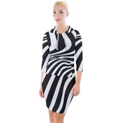 Wave Line Curve Quarter Sleeve Hood Bodycon Dress by Dutashop