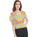Line Pattern Cross Print Repeat Butterfly Chiffon Blouse View1