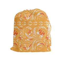 Orange Pattern Drawstring Pouch (xl) by Eskimos