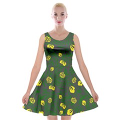 Yellow Flowers Velvet Skater Dress by Eskimos