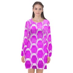 Hexagon Windows Long Sleeve Chiffon Shift Dress  by essentialimage365