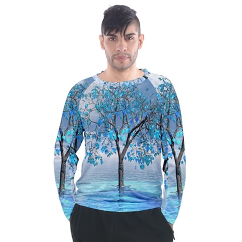 Crystal Blue Tree Men s Long Sleeve Raglan Tee by icarusismartdesigns
