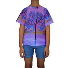 Tree Sunset Kids  Short Sleeve Swimwear by icarusismartdesigns