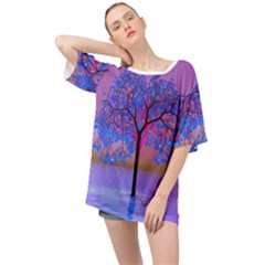 Tree Sunset Oversized Chiffon Top by icarusismartdesigns