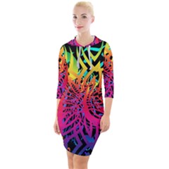Abstract Jungle Quarter Sleeve Hood Bodycon Dress by icarusismartdesigns