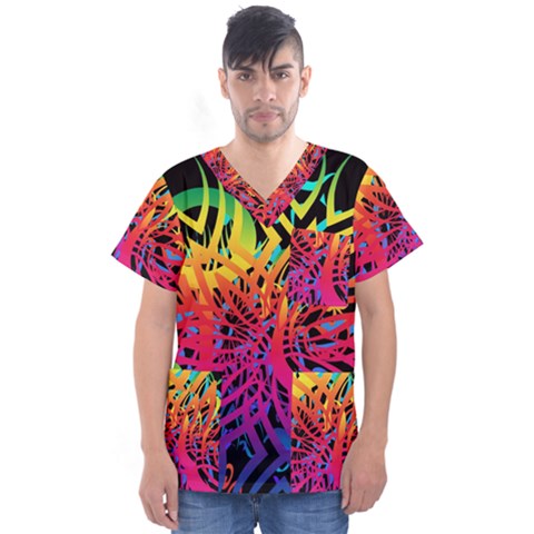 Abstract Jungle Men s V-neck Scrub Top by icarusismartdesigns