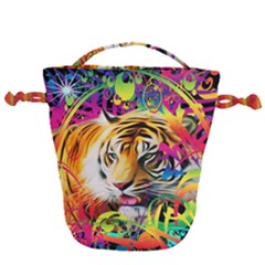 Tiger In The Jungle Drawstring Bucket Bag by icarusismartdesigns