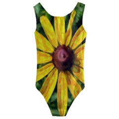 Sunflower Painting Kids  Cut-out Back One Piece Swimsuit by ExtraAwesomeSauce