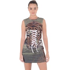 Swimming Tiger Lace Up Front Bodycon Dress by ExtraAwesomeSauce