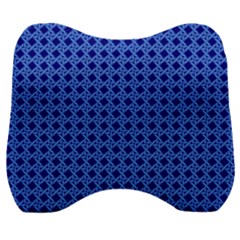 Basket Weave Basket Pattern Blue Velour Head Support Cushion by Dutashop