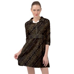 Interlace Stripes Golden Pattern Mini Skater Shirt Dress by dflcprintsclothing