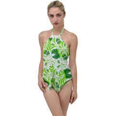 Green Leaves Go With The Flow One Piece Swimsuit by Eskimos