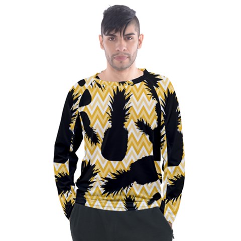 Ananas Chevrons Noir/jaune Men s Long Sleeve Raglan Tee by kcreatif