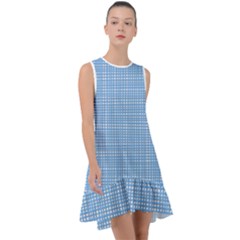 Blue Knitted Pattern Frill Swing Dress by goljakoff