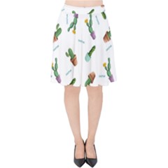 Cacti In Pots Velvet High Waist Skirt by SychEva
