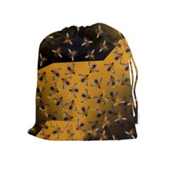 Pattern Abeilles Drawstring Pouch (xl) by kcreatif