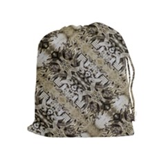 Vintage Ornate Interlace Pattern Drawstring Pouch (xl) by dflcprintsclothing