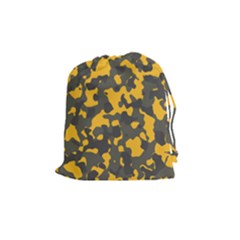Camouflage Jaune/vert  Drawstring Pouch (medium) by kcreatif