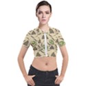 Folk floral pattern. Flowers print. Short Sleeve Cropped Jacket View1
