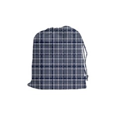 Pattern Carreaux Bleu/blanc Drawstring Pouch (medium) by kcreatif