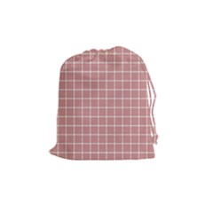 Abstrait Carreaux Rose/blanc Drawstring Pouch (medium) by kcreatif