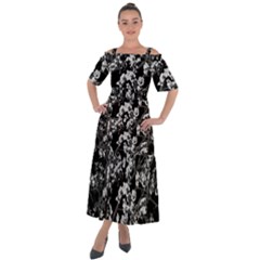 Fleurs De Cerisier Noir & Blanc Shoulder Straps Boho Maxi Dress  by kcreatif