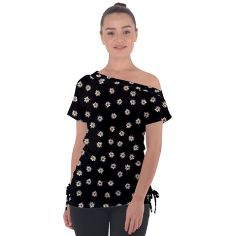 Pattern Marguerites Off Shoulder Tie-up Tee by kcreatif