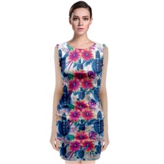 Tropical Flowers Turtles Cbdoilprincess 9a8efa63-1b6b-4226-a85c-858859e581d8 Sleeveless Velvet Midi Dress by CBDOilPrincess1