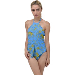 Folk Floral Pattern  Abstract Flowers Print  Seamless Pattern Go With The Flow One Piece Swimsuit by Eskimos