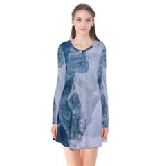 Storm Blue Ocean Long Sleeve V-neck Flare Dress by goljakoff