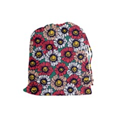 Daisy Colorfull Seamless Pattern Drawstring Pouch (large) by Kizuneko