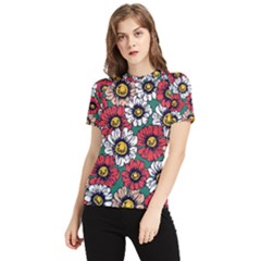 Daisy Colorfull Seamless Pattern Women s Short Sleeve Rash Guard by Kizuneko