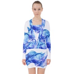 Blue Smoke V-neck Bodycon Long Sleeve Dress by goljakoff