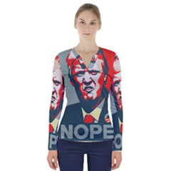 Trump Nope V-neck Long Sleeve Top by goljakoff