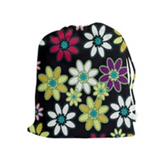 Flowerpower Drawstring Pouch (xl) by PollyParadise
