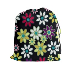 Flowerpower Drawstring Pouch (2xl) by PollyParadise